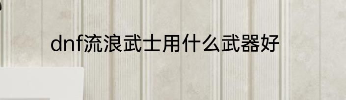 dnf流浪武士用什么武器好