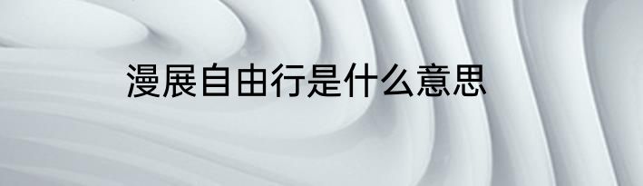 漫展自由行是什么意思