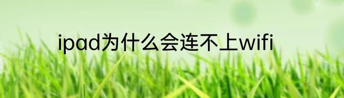 ipad为什么会连不上wifi