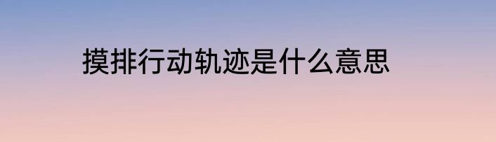 摸排行动轨迹是什么意思