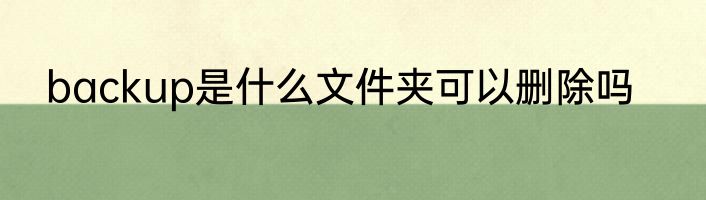 backup是什么文件夹可以删除吗