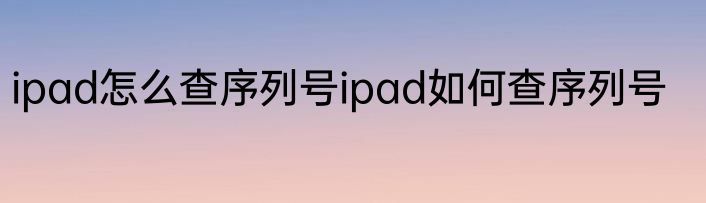 ipad怎么查序列号ipad如何查序列号