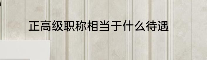 正高级职称相当于什么待遇