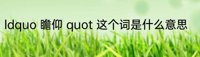 ldquo 瞻仰 quot 这个词是什么意思