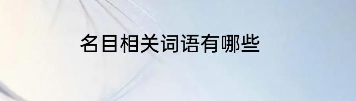 名目相关词语有哪些