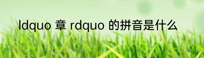 ldquo 章 rdquo 的拼音是什么