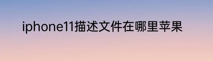 iphone11描述文件在哪里苹果