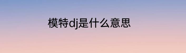 模特dj是什么意思