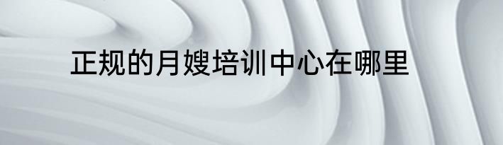 正规的月嫂培训中心在哪里