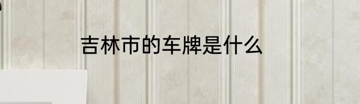 吉林市的车牌是什么