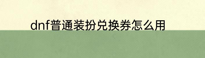 dnf普通装扮兑换券怎么用
