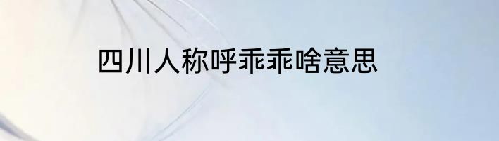 四川人称呼乖乖啥意思