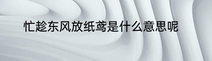 忙趁东风放纸鸢是什么意思呢