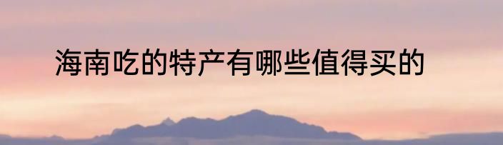 海南吃的特产有哪些值得买的