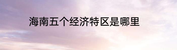 海南五个经济特区是哪里
