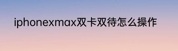 iphonexmax双卡双待怎么操作