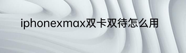 iphonexmax双卡双待怎么用