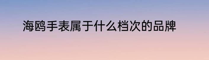 海鸥手表属于什么档次的品牌