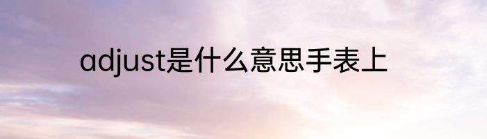 adjust是什么意思手表上