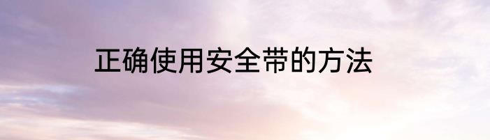 正确使用安全带的方法