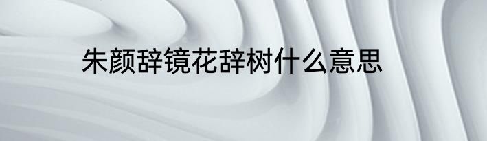 朱颜辞镜花辞树什么意思