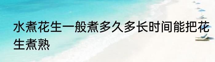 水煮花生一般煮多久多长时间能把花生煮熟