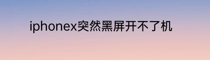 iphonex突然黑屏开不了机