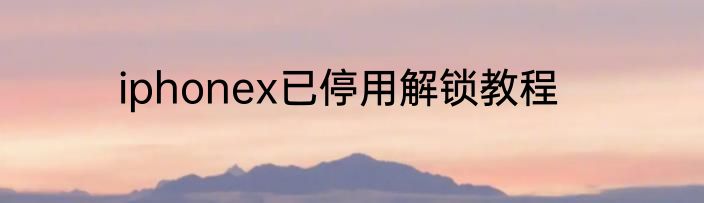 iphonex已停用解锁教程