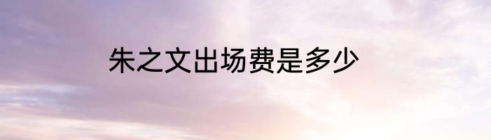 朱之文出场费是多少