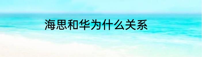 海思和华为什么关系