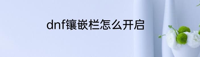 dnf镶嵌栏怎么开启