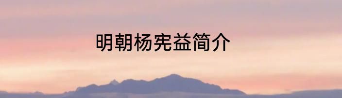 明朝杨宪益简介