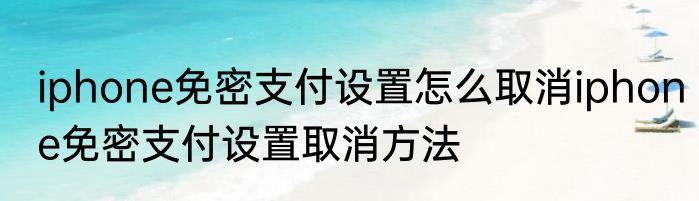 iphone免密支付设置怎么取消iphone免密支付设置取消方法