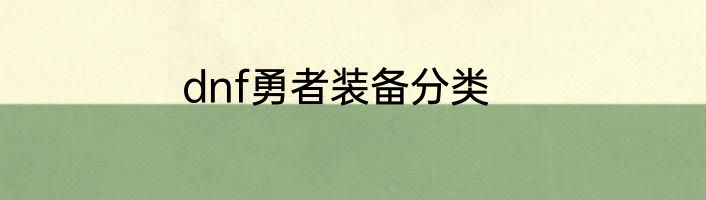 dnf勇者装备分类