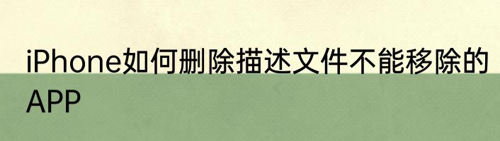 iPhone如何删除描述文件不能移除的APP