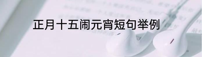 正月十五闹元宵短句举例