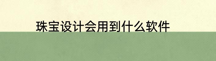 珠宝设计会用到什么软件
