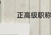 正高级职称相当于什么待遇