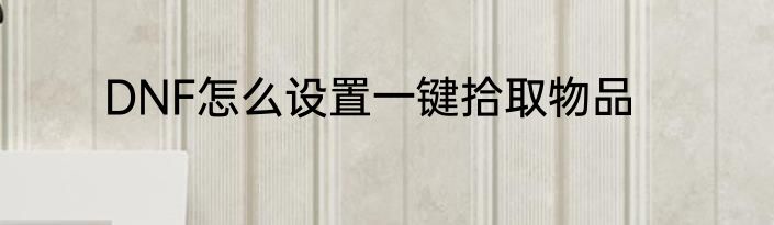 DNF怎么设置一键拾取物品