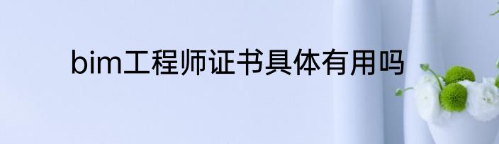 bim工程师证书具体有用吗