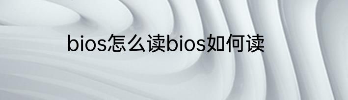 bios怎么读bios如何读