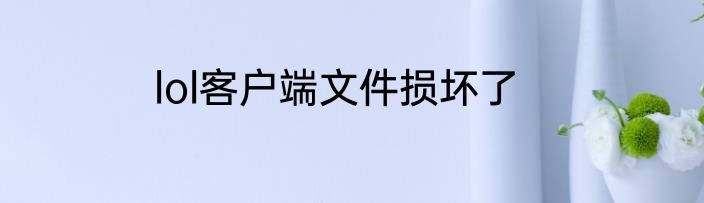 lol客户端文件损坏了