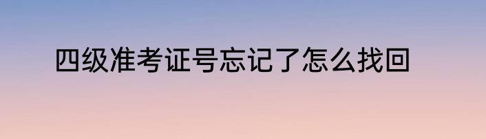 四级准考证号忘记了怎么找回