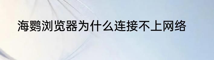 海鹦浏览器为什么连接不上网络