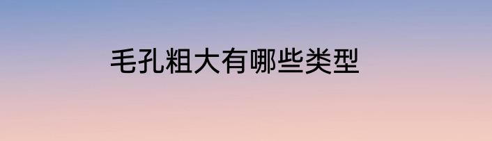 毛孔粗大有哪些类型
