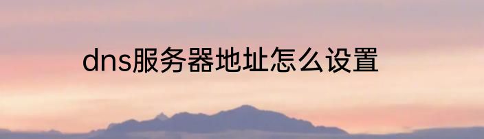 dns服务器地址怎么设置