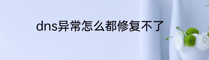 dns异常怎么都修复不了
