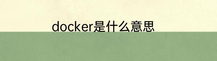docker是什么意思