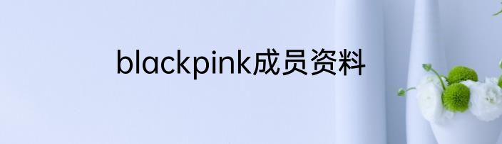 blackpink成员资料