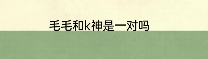 毛毛和k神是一对吗